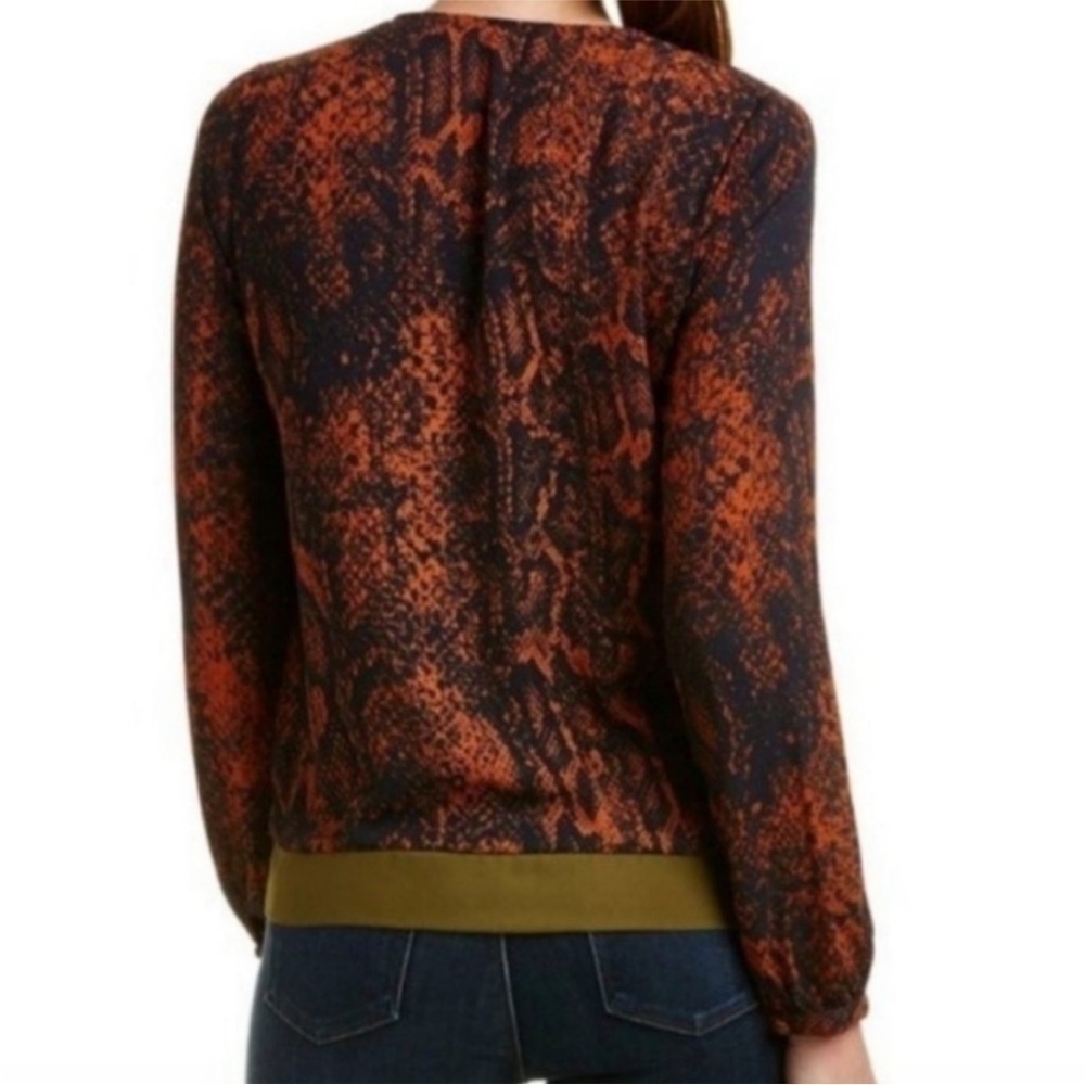 Cabi Python Snake Print Border Wrap Blouse Top V-… - image 3